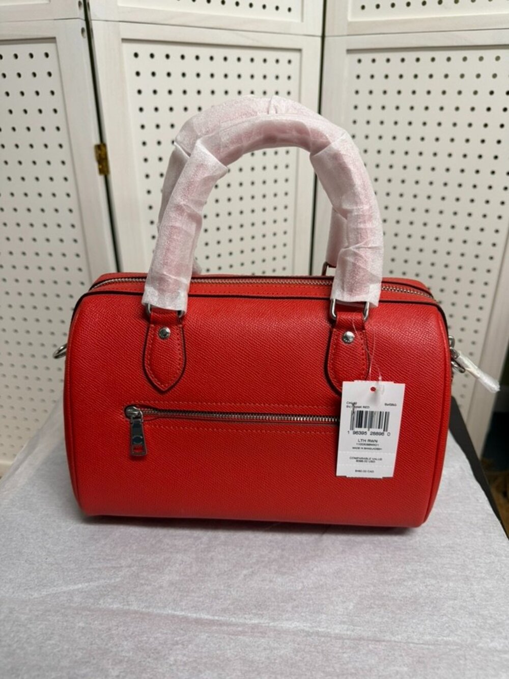 Coach Rowan Satchel Miami Red Crossgrain Leather Top Handle Bag CH282 NWT - Picture 8 of 12